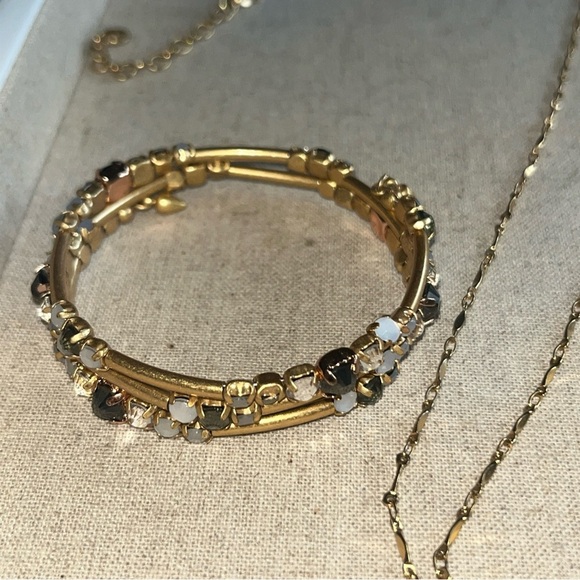 Stella & Dot 2 Pendant Necklaces 1 Wrap Bracelet Gold White Black 28” Chains - Picture 5 of 15